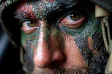 Naklejka premium Man with a beard, face painted.