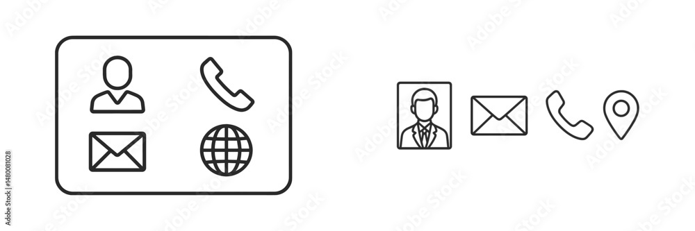 Aufkleber contact information layout featuring communication icons and symbols for personal and professional u