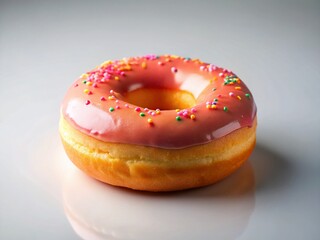 Delicious Glazed Donut on White Background - Sweet Treat Stock Photo