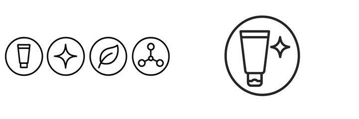 Symbols representing skincare products and their natural ingredients for enhancing beauty routines