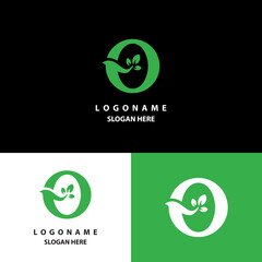 The letter “O” logo with a leaf symbol, represents nature and sustainability. Suitable for organic, environmental, farming, herbal, green energy, and health brands.