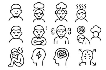Emotions and feelings represented through simple line drawings illustrating various moods and expressions