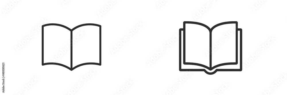 Poster different designs of open books illustrating various styles and formats for educational or artistic 