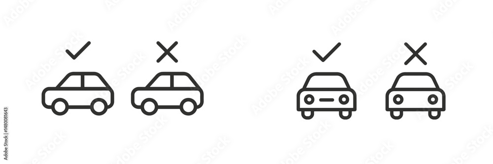 Aufkleber car parking symbols indicating correct and incorrect spaces in a clear and minimalistic design