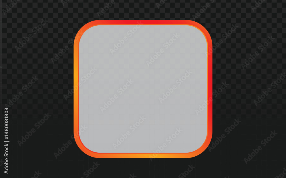 Fototapete abstract vector graphic of a red and orange gradient rounded square button shape. isolated geometric