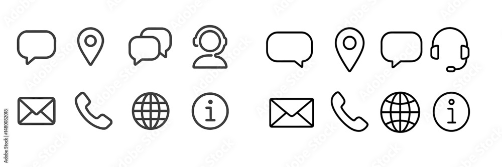 Poster communication icons representing various methods for reaching out and interacting in a modern digita