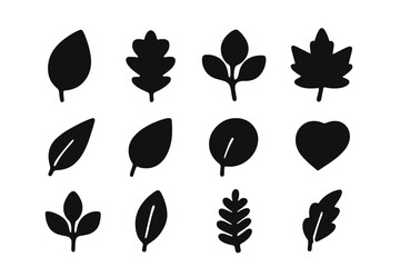 leaf, vector, silhouette, icon, nature, set, tree, plant, 