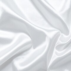Fototapeta premium A smooth, luxurious white satin fabric background, featuring a subtle sheen that catches the light, creating an elegant and soft visual texture.