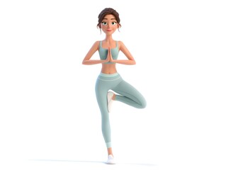 Fototapeta premium 3D Female Yoga Instructor in Pose
