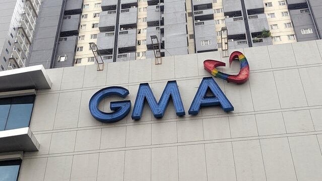 Closeup of GMA Network logo on office building in capital city of Manila, Philippines - taken on 5th May 2025