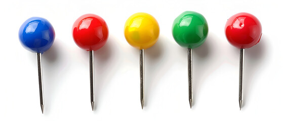 push pin paperclip on white background ,Set of color pins on the white background