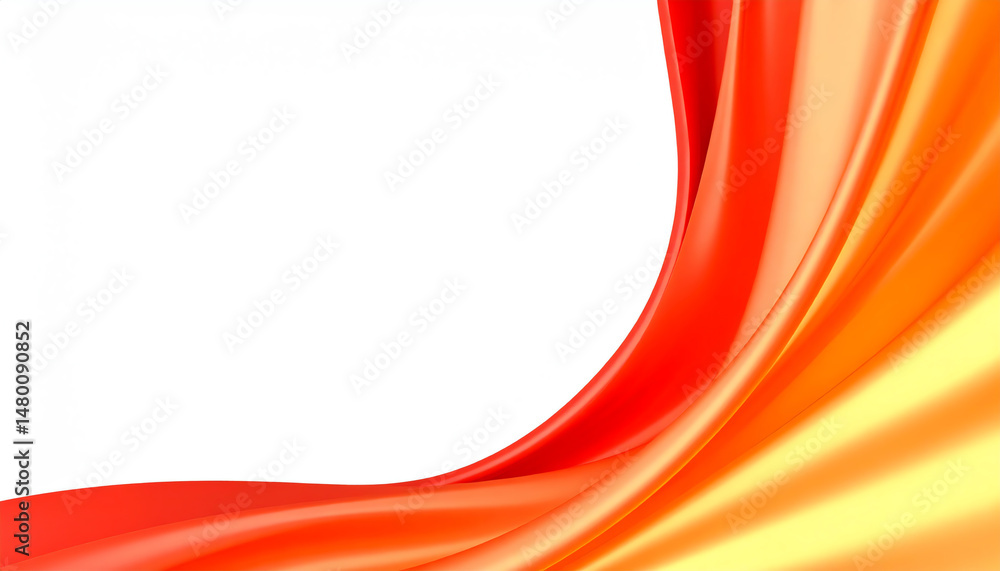 Poster vibrant orange and red waves flow gracefully against a white background, creating a dynamic and ener