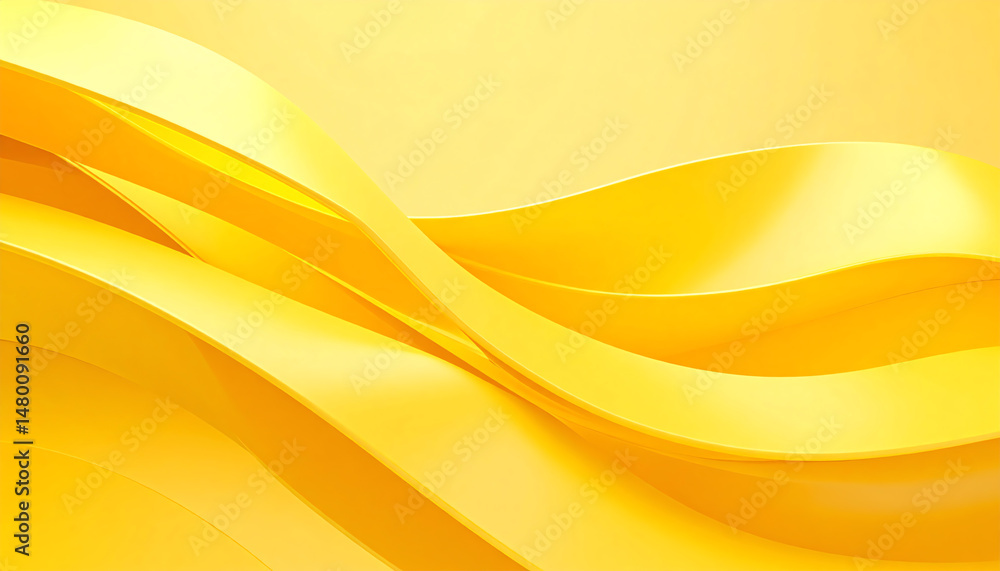Poster vibrant yellow waves create a dynamic and smooth abstract pattern, evoking feelings of warmth and en