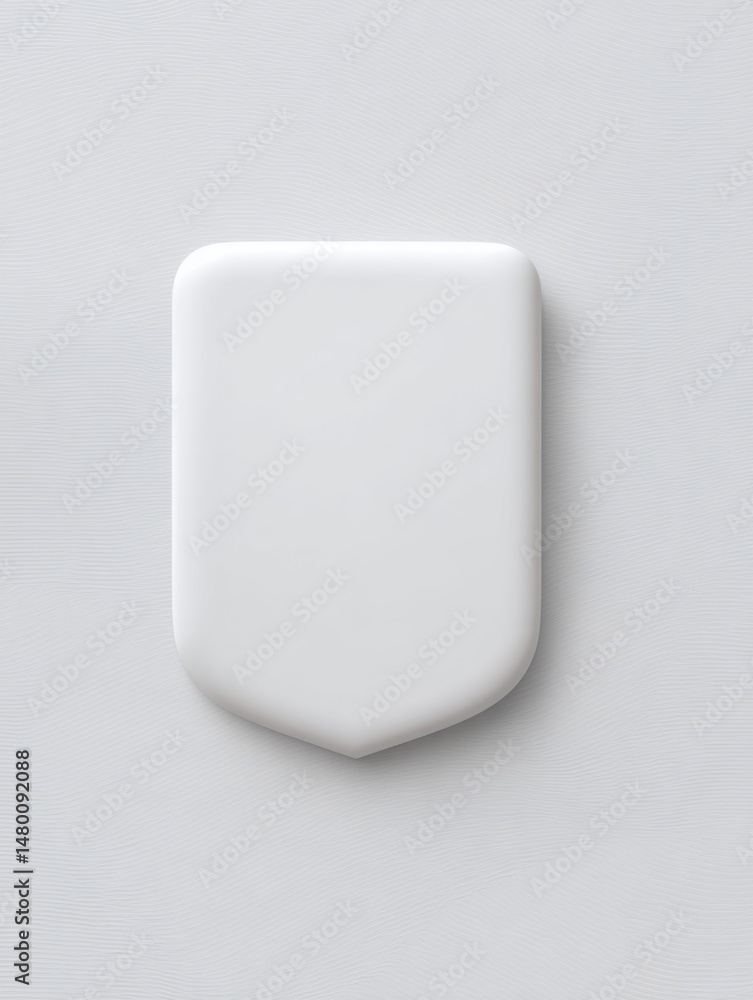 Poster white shield shape on textured background studio shot clean minimalist design graphic element emblem