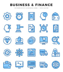 Set of Business & Finance icons in Two Color style. Two Color Icons symbol collection.