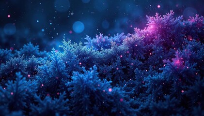 Fototapeta premium Icy blue and purple frost patterns on a black background Cold, winter, abstract, texture , glacial, minimalist, night