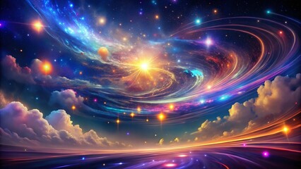 Obraz premium Ethereal Nightscape: Dynamic Lines & Bokeh Stars