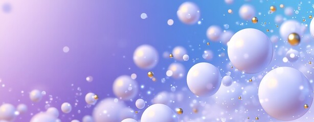 white and gold spheres against an abstract background with purple and blue gradients, suitable for various occasions and designs conveying innovation, technology, and a high-end image