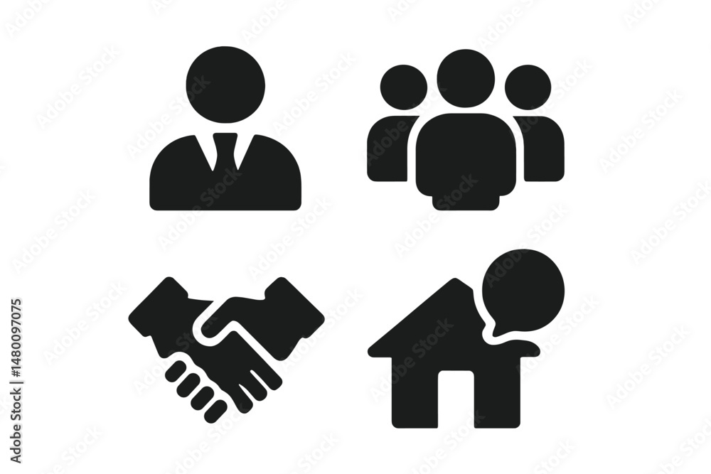 Aufkleber networking and collaboration symbols showcasing business interactions and community building in a pr