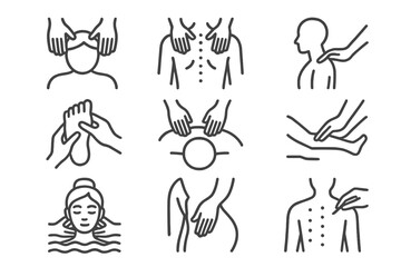 Relaxation techniques for wellness and self-care illustrated through various massage methods