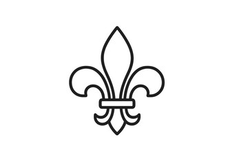 Iconic fleur de lis design featuring a classic three-petaled flower symbol in a minimalist style on a white background © Alan