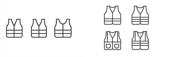 Collection of construction safety vests displayed in a simple design for a training or safety event