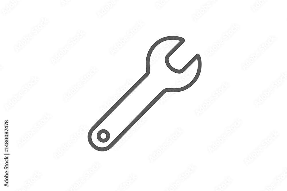 Poster wrench used in mechanical work showcasing tool design and functionality in a minimalist style