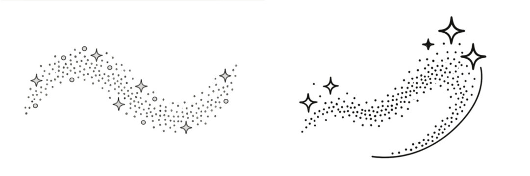 Stylized sparkling stars and whimsical sparkler trails create an enchanting cosmic effect in minimalist design