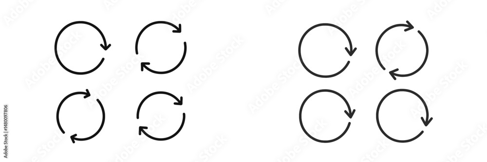 Poster circular arrow icons representing refresh and repeat actions in a minimalistic design for user inter