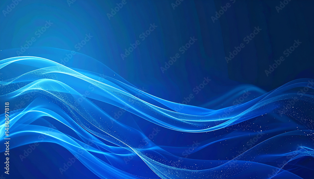 Poster abstract blue waves create a calming, fluid design with a sense of movement and depth, suitable for 