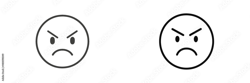 Poster two angry face icons with different colors representing emotions in digital communication