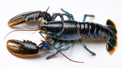 Detailed Close-Up of a Vibrant Lobster on White Background