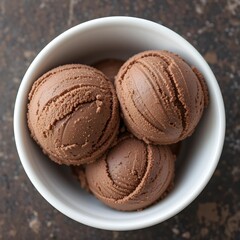 Deliciously Creamy Chocolate Ice Cream Scoops Served in a White Bowl, Perfect for Any Occasion.