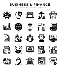 Business & Finance Icons Pack Lineal Filled Style. Vector illustration.