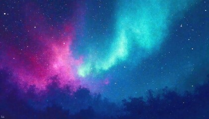 Naklejka premium Abstract aurora with textured brushstrokes, shades of teal and violet , mystical, paint