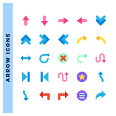 25 Arrow Flat icon pack. vector illustration.