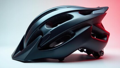 Close-up of a sleek bicycle helmet, showcasing its design and safety features , bike equipment, bike safety gear