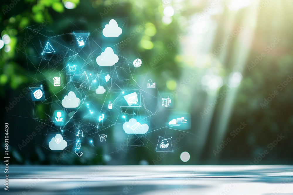 Aufkleber cloud computing network digital technology innovation nature background