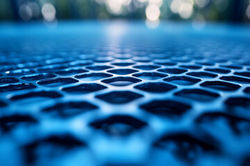 Blue metal mesh surface outdoor background texture