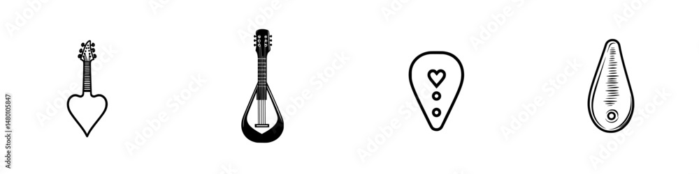 Poster vector illustration icons showcasing musical instruments with unique designs for creative projects a