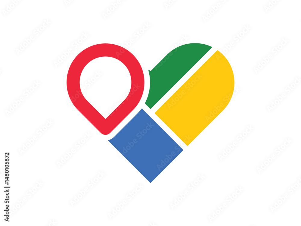 Poster map with love pin location symbol icon design vector isolated transparent background