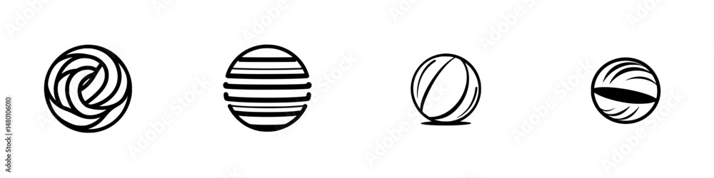 Poster vector illustration of four abstract circular designs showcasing unique patterns and textures for di