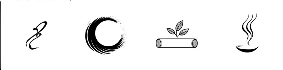 Vector illustration icons depicting elements of nature and tranquility during a peaceful moment of reflection