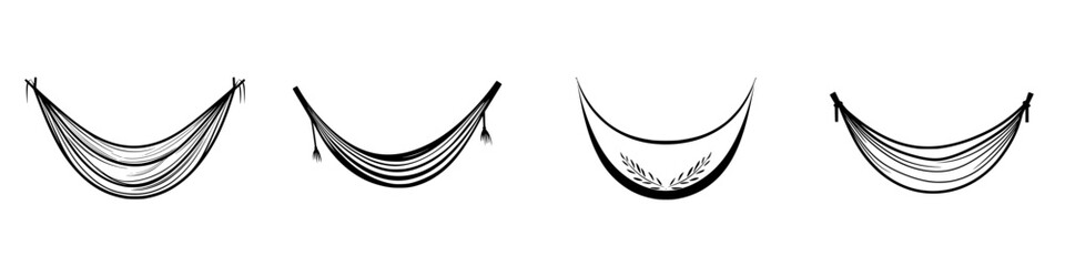 Obraz premium Stylish vector illustration of decorative hammocks showcasing different styles for relaxation and leisure settings