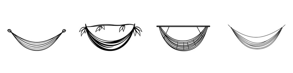 Obraz premium Vector illustration of various hammock designs representing relaxation and outdoor lounging options