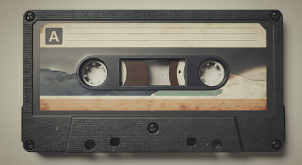 Vintage Audio Cassette Tape with Worn Label