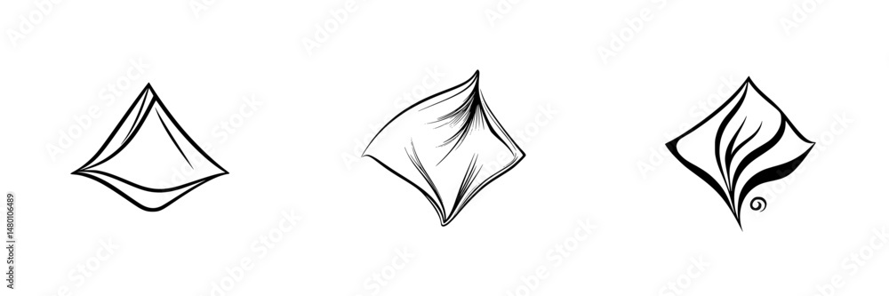 Aufkleber unique vector illustration icons showcasing abstract leaf and fabric designs with elegant curves and