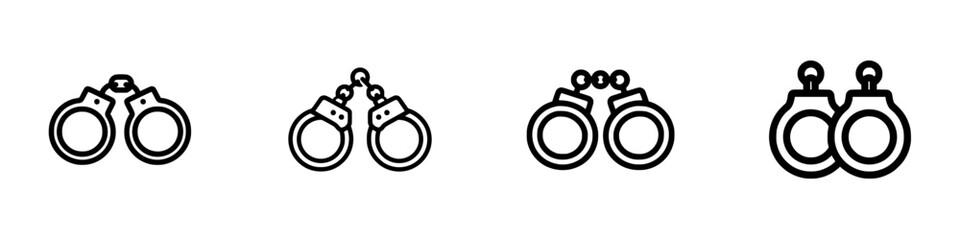 Fototapeta premium Vector illustration of handcuff icons representing law enforcement and security themes in minimalistic design