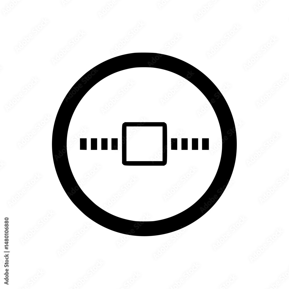 Poster vector illustration of a minimalistic icon depicting a square surrounded by connecting lines within 