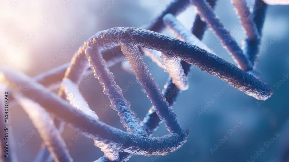 Poster rendered image of double helix dna structure with vibrant colors and glowing effects on a soft backg
